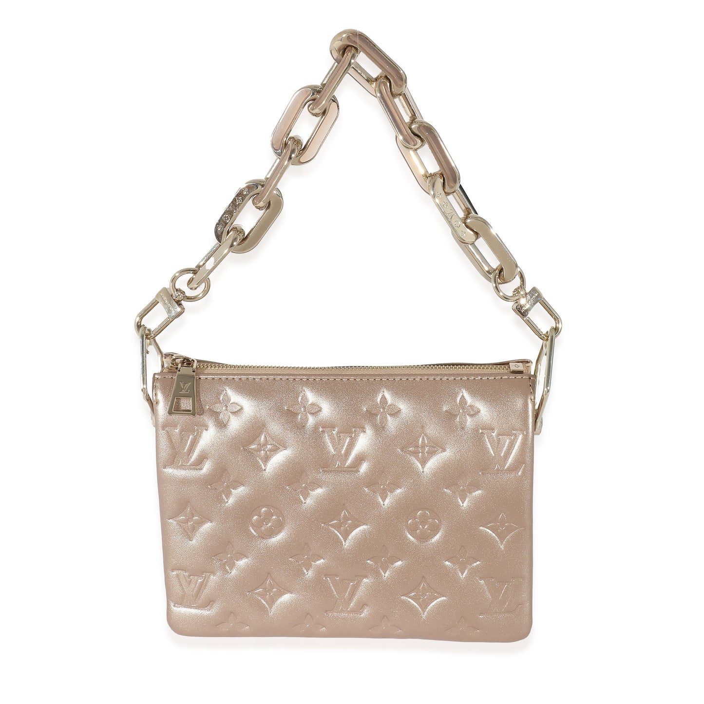 Louis Vuitton Louis Vuitton Light Gold Monogram Embossed Puffy Lambskin Coussin BB