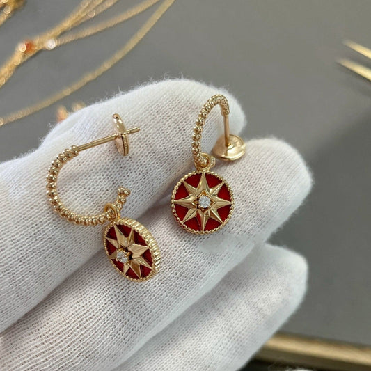 Luxury DiorLUCKY STAR PINK GOLD CARNELIAN EARRINGS