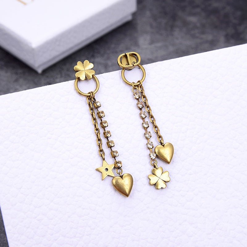 Luxury DiorHEART CLOVER STAR EARRINGS GOLD