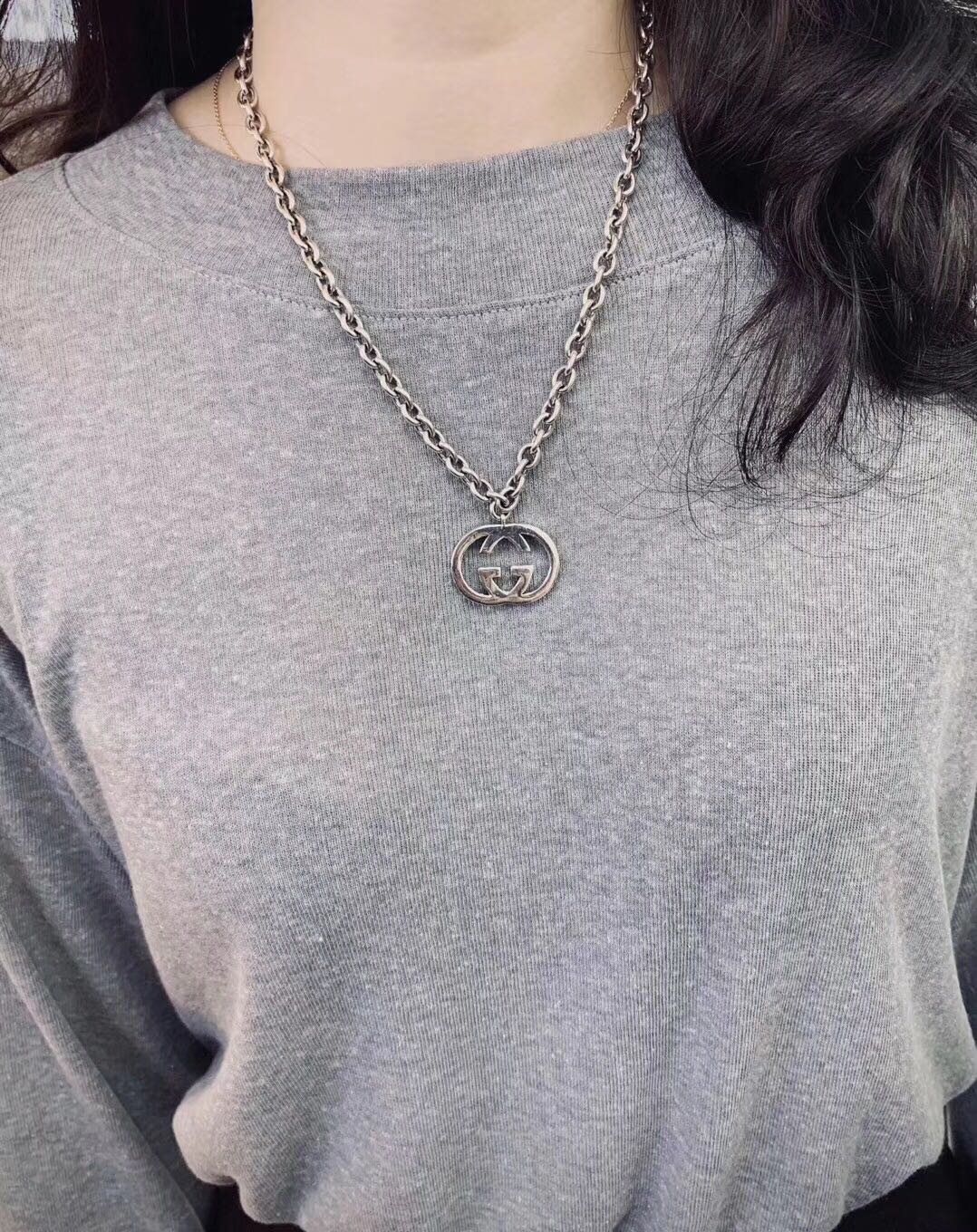 Luxury Gucci GG PEDANT SILVER NECKLACE