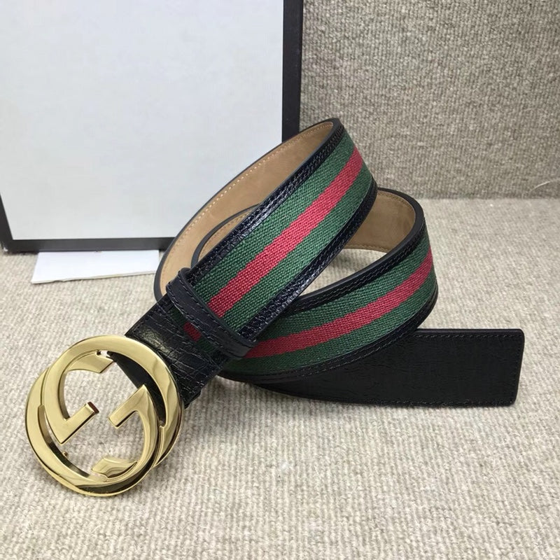 Luxury Gucci GG BELT DOUBLE G BUCKLE CANVAS FABRIC WIRE 3.8CM