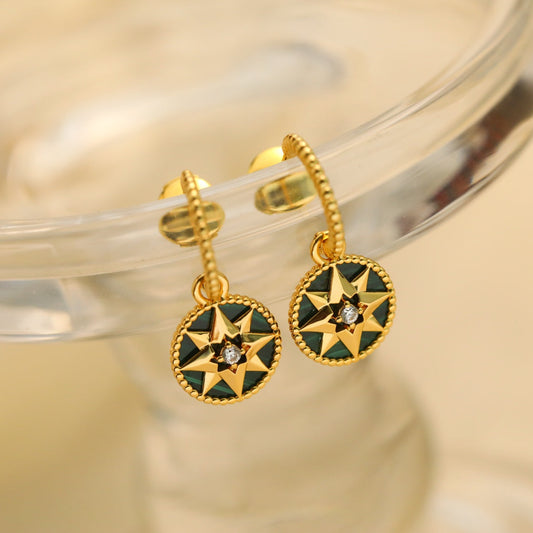 Luxury DiorLUCKY STAR GOLD MALACHITE EARRINGS