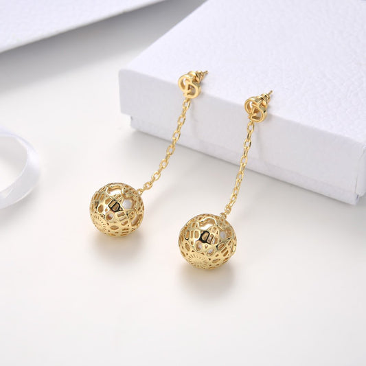 Luxury DiorBALL DROP GOLD EARRINGS