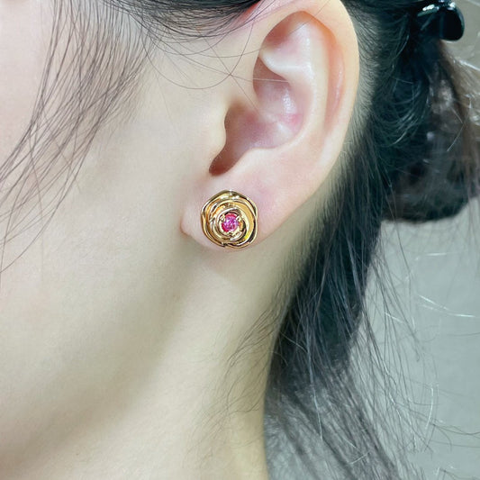 Luxury DiorROSE COUTRE PINK GOLD DIAMOND STUD EARRINGS