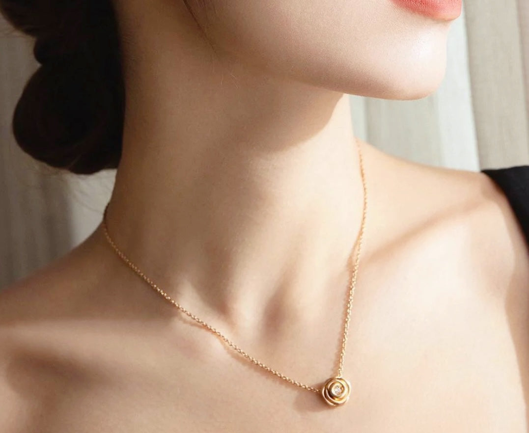Luxury DiorROSE COUTRE PINK GOLD DIAMOND NECKLACE