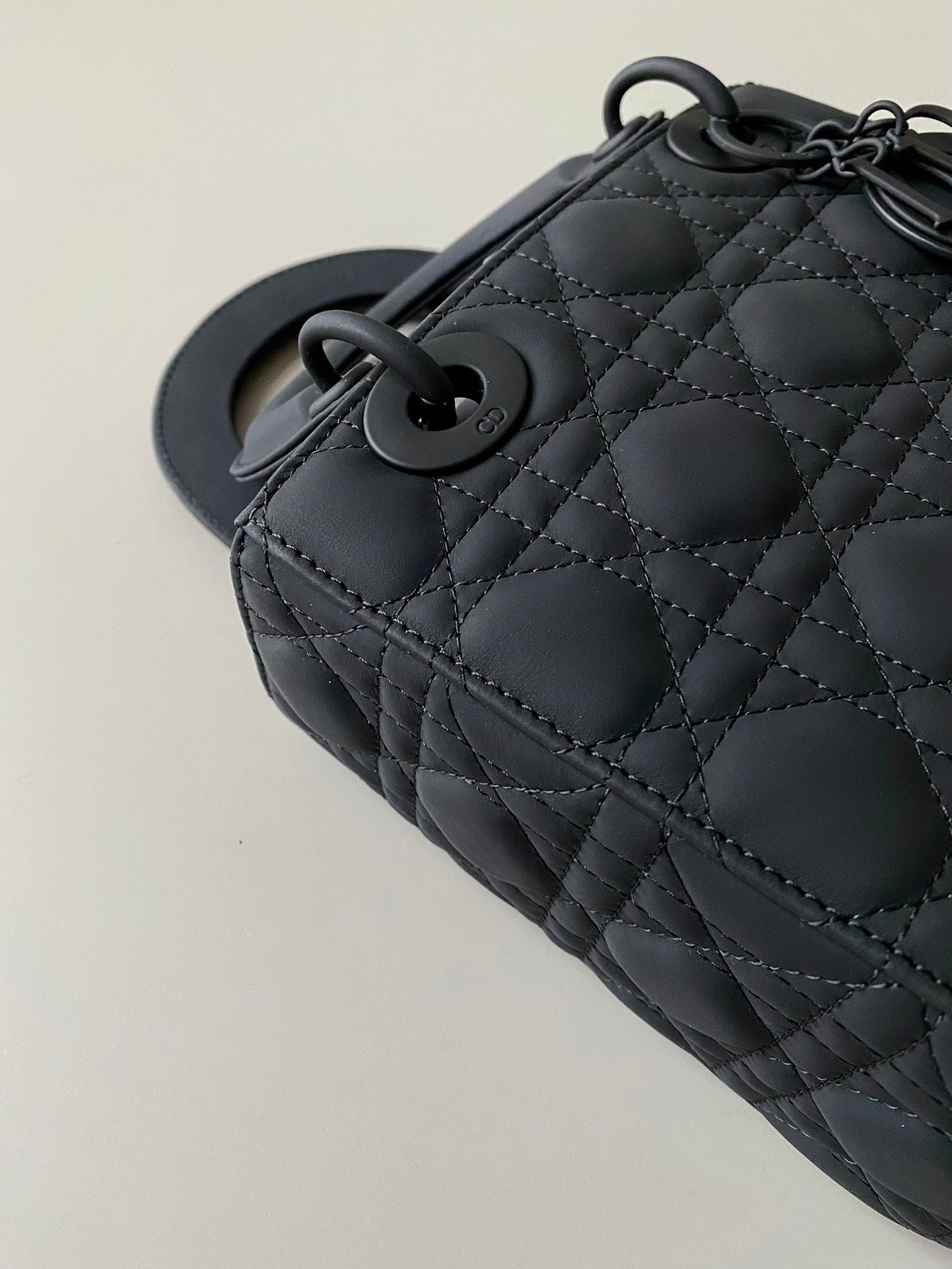 Luxury DiorSMALL LADY 20 MY ABC ALL BLACK LAMBSKIN