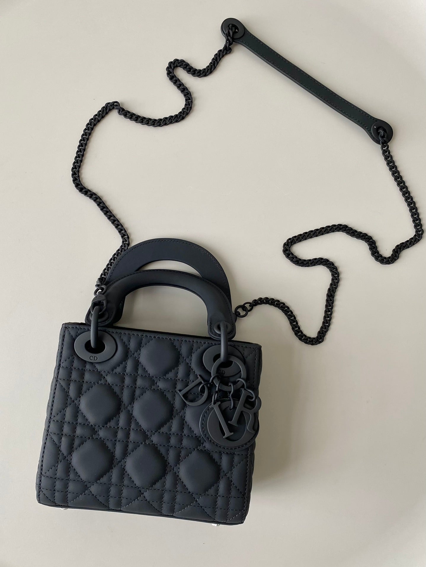 Luxury DiorMINI LADY 17 MY ABC ALL BLACK LAMBSKIN