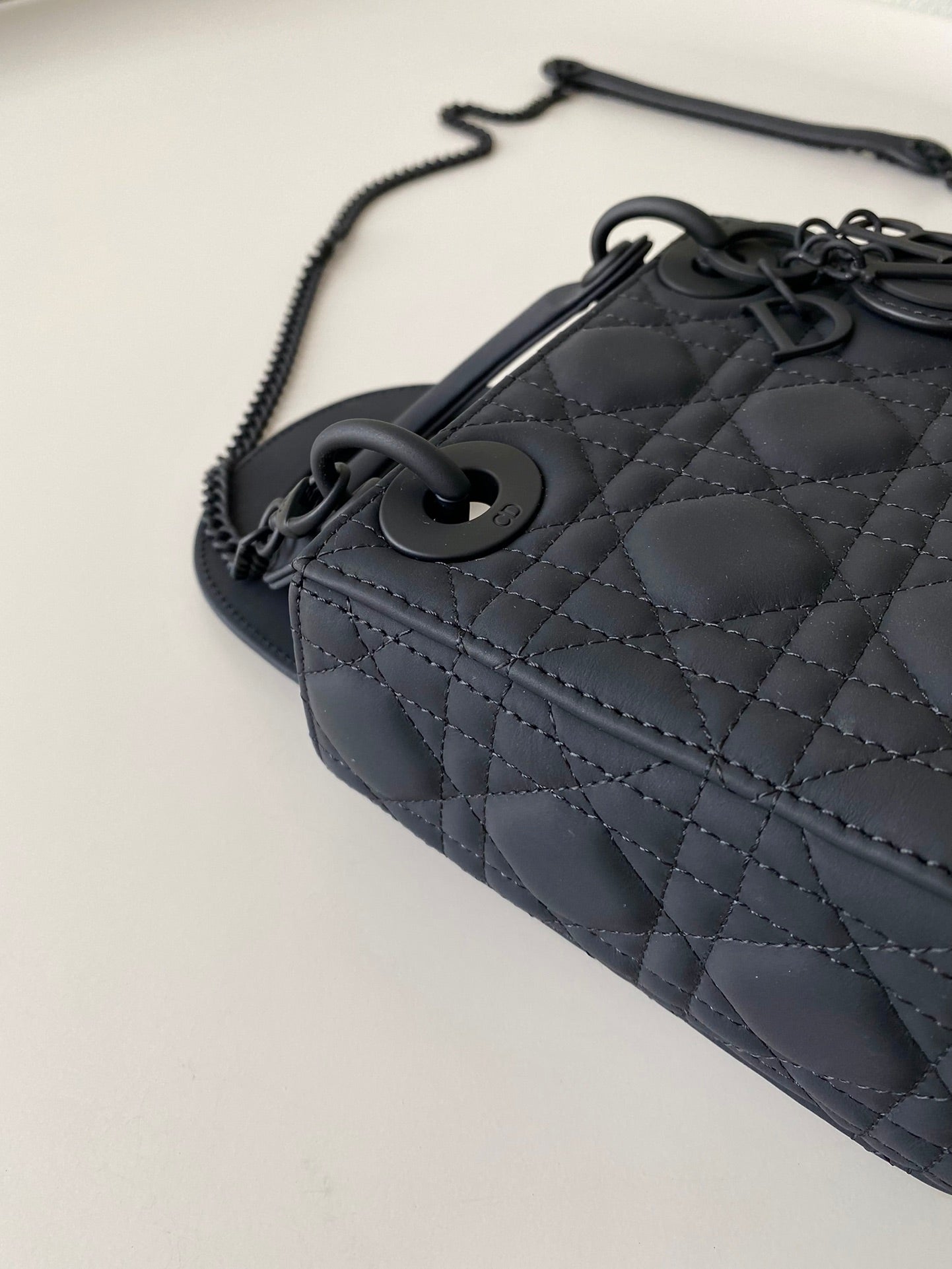 Luxury DiorMINI LADY 17 MY ABC ALL BLACK LAMBSKIN
