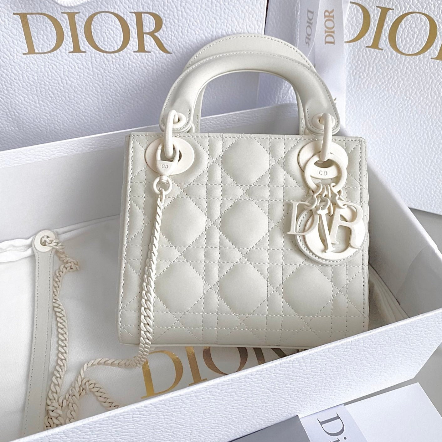 Luxury DiorMINI LADY 17 MY ABC WHITE LAMBSKIN