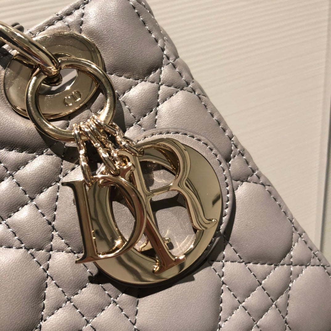 Luxury DiorSMALL LADY 20 MY ABC GREY LAMBSKIN
