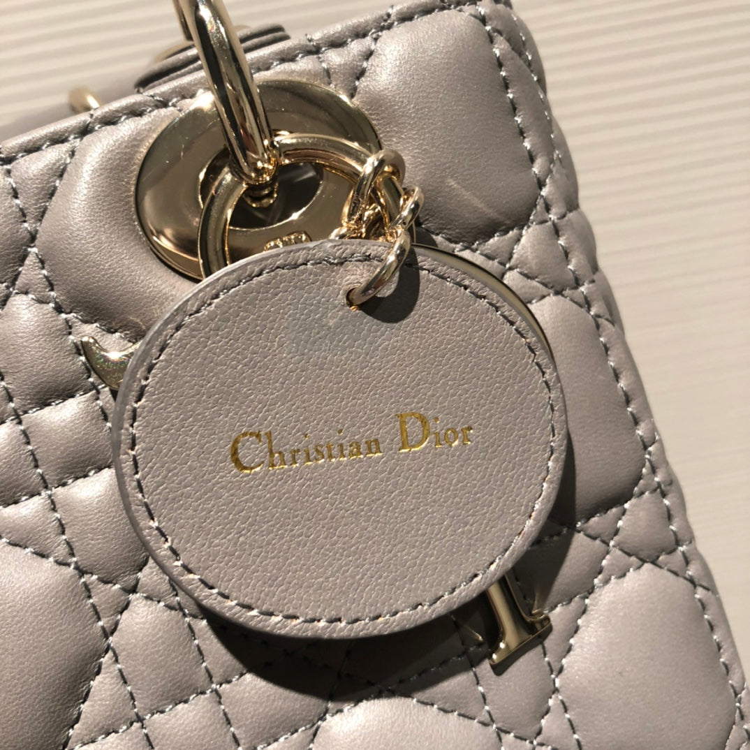 Luxury DiorSMALL LADY 20 MY ABC GREY LAMBSKIN