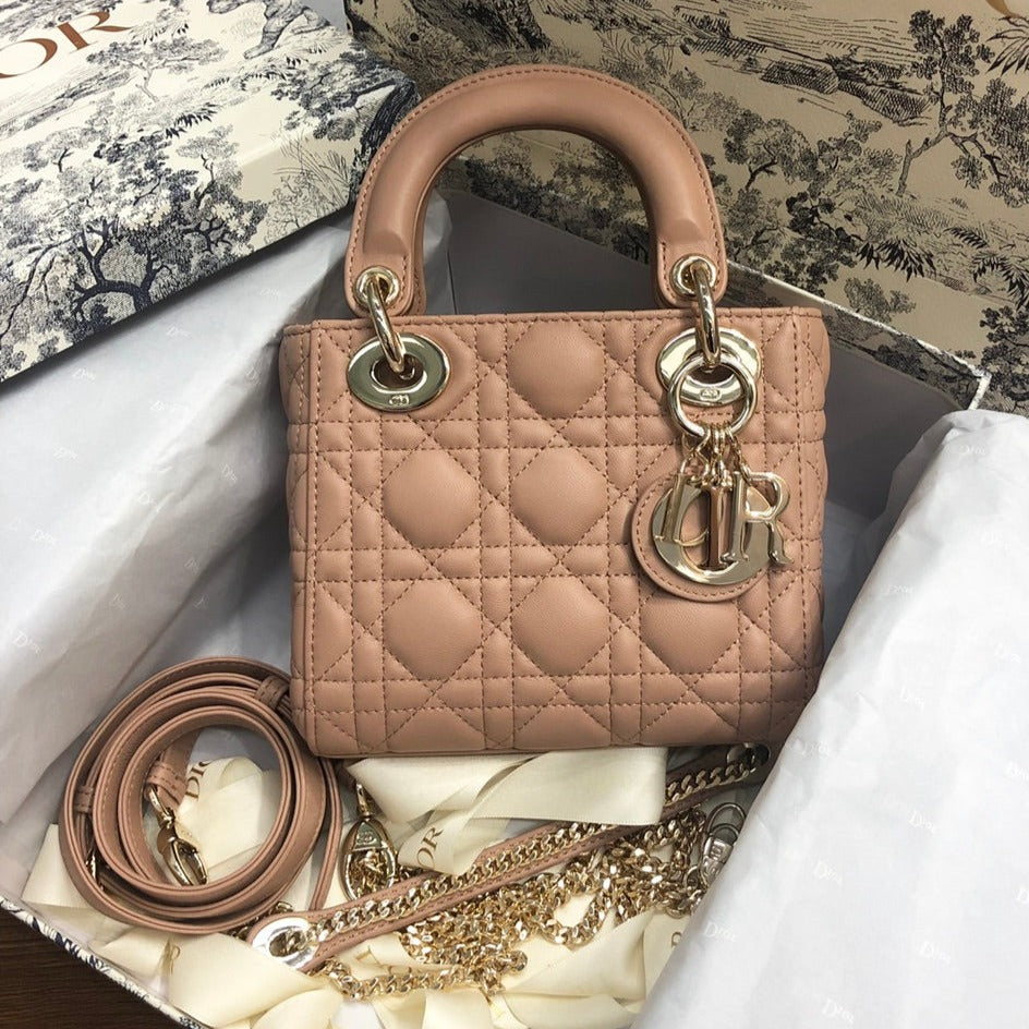 Luxury DiorMINI LADY 17 MY ABC BEIGE LAMBSKIN