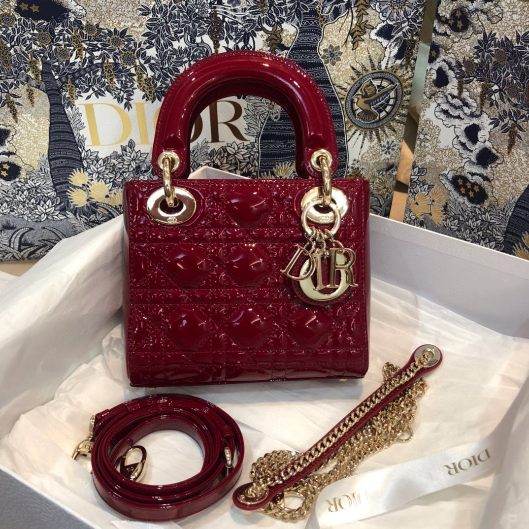 Luxury DiorMINI LADY 17 MY ABC RED CALFSKIN
