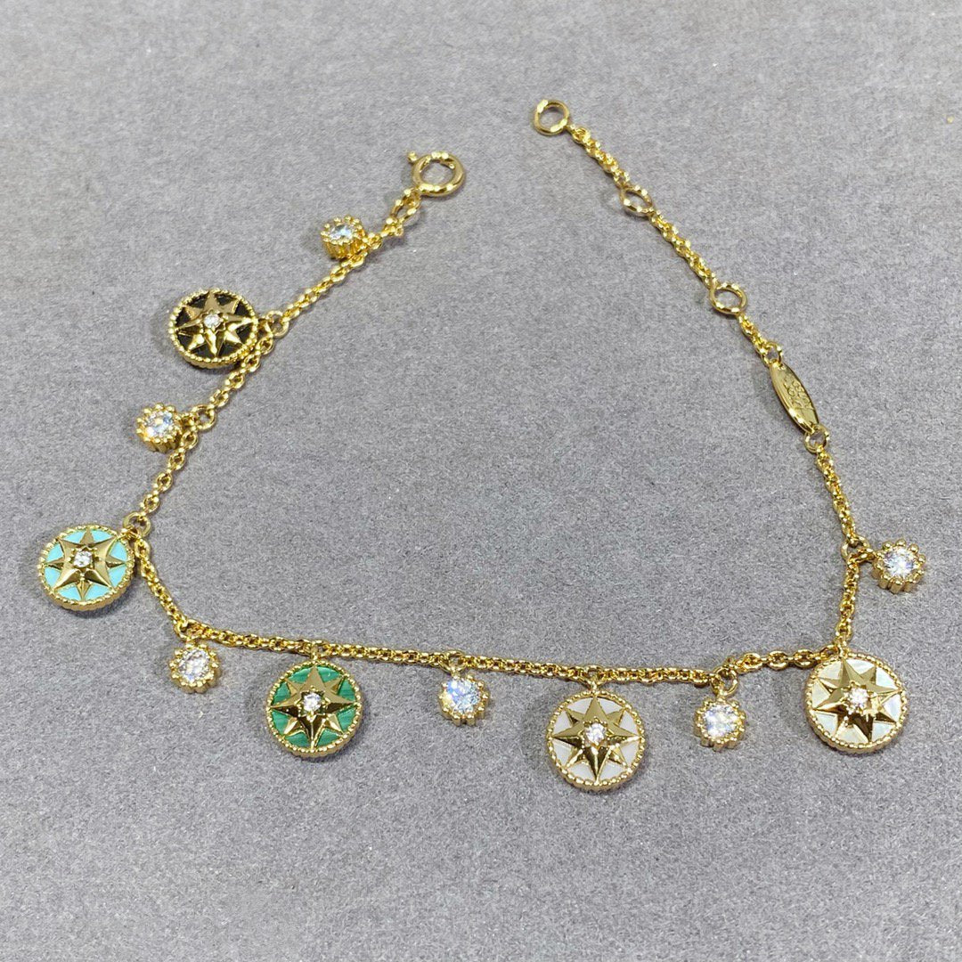 Luxury DiorLUCKY STAR MULTI COLOR 5 MOTIF 6 DIAMOND BRACELET