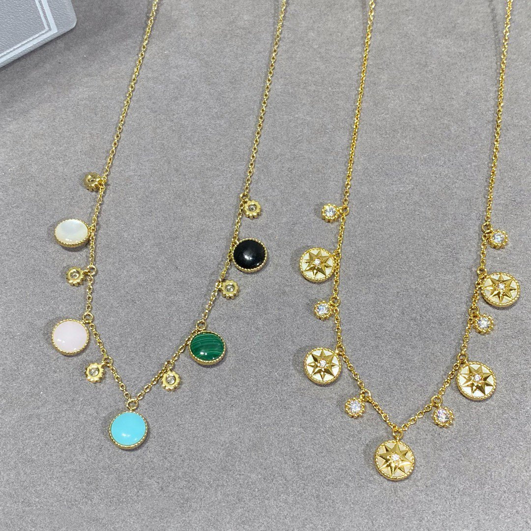Luxury DiorROSE VENTS MULTI COLOR 5 MOTIF 6 DIAMOND NECKLACE