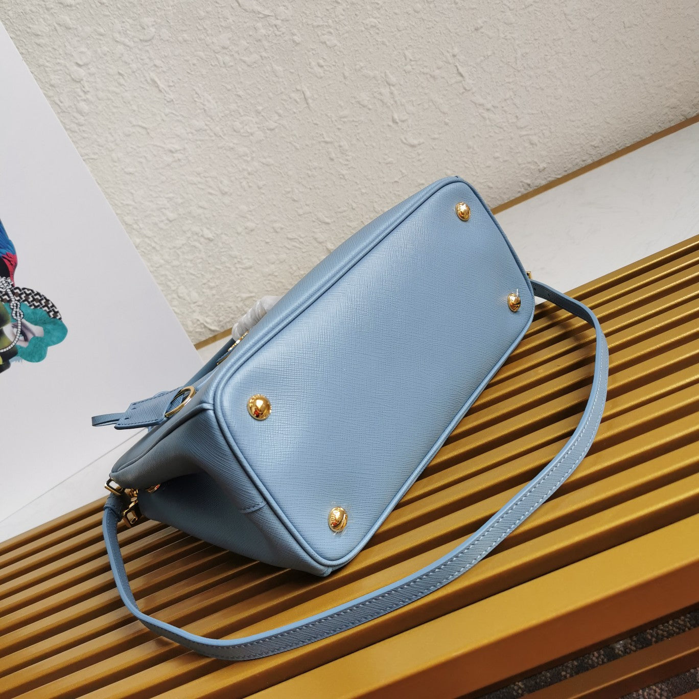 Luxury PradaMEDIUM GALLERIA 28 CLOUD BLUE SAFFIANO LEATHER