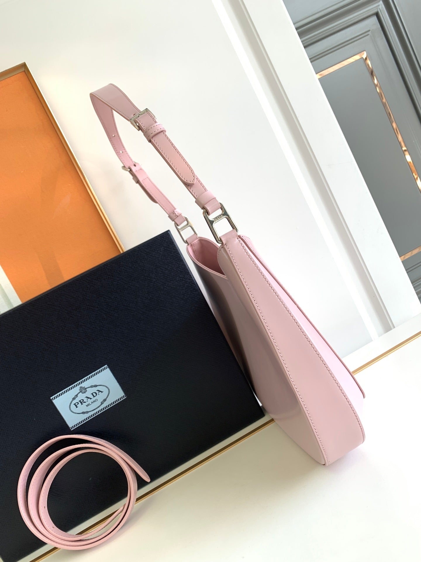 Luxury PradaCLEO 30 PINK BRUSHED LEATHER SHOULDER BAG