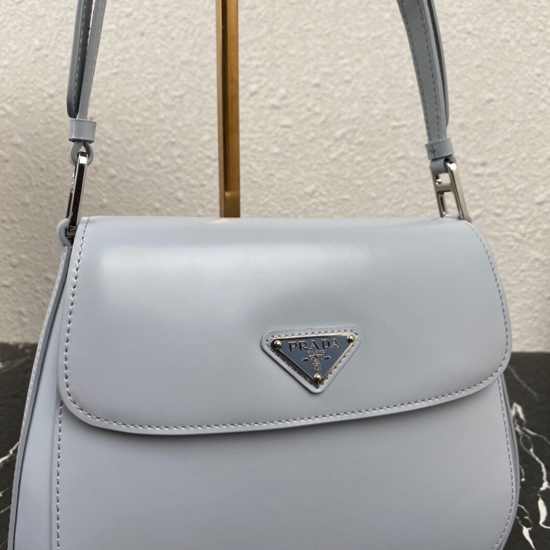 Luxury PradaCLEO 24 CLOUD BLUE BRUSHED LEATHER SHOULDER BAG