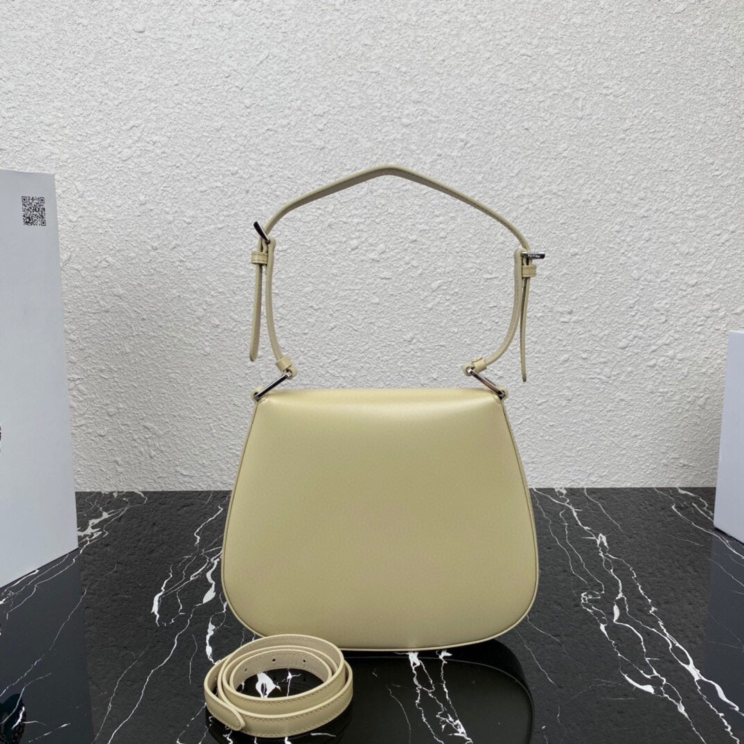 Luxury PradaCLEO 24 BEIGE BRUSHED LEATHER SHOULDER BAG