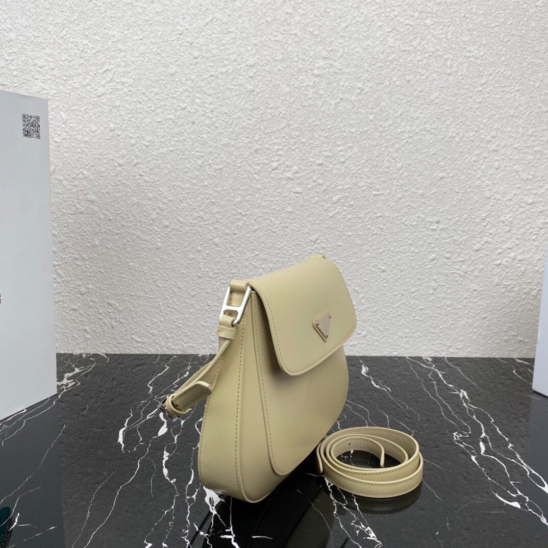 Luxury PradaCLEO 24 BEIGE BRUSHED LEATHER SHOULDER BAG
