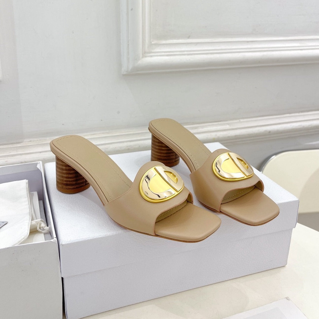 Luxury DiorFOREVER HEELED 5CM BEIGE