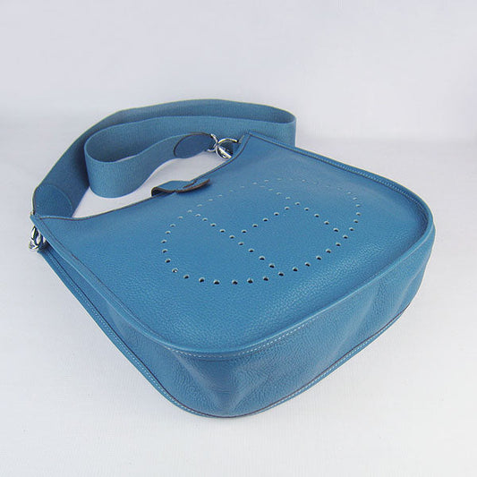 Luxury Hermes Evelyne I handbag H6309 blue silver