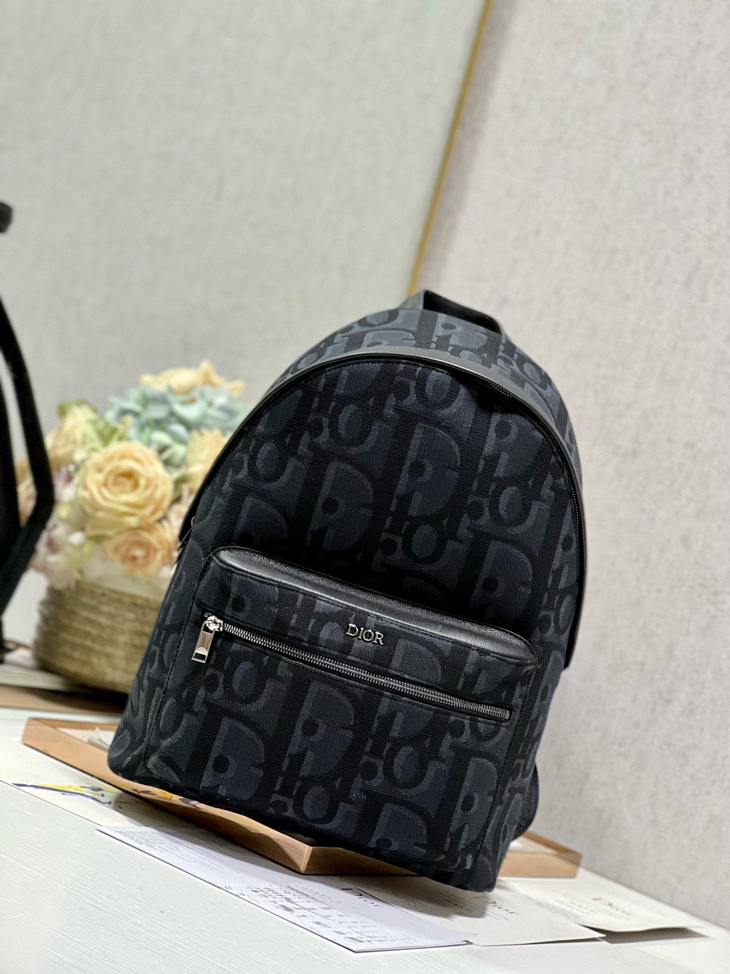 Luxury DiorRIDER BACKPACK BLACK OBLIQUE JACQUARD