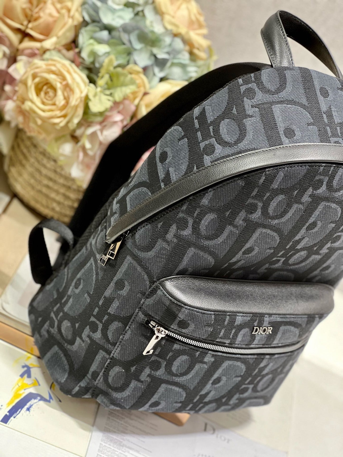 Luxury DiorRIDER BACKPACK BLACK OBLIQUE JACQUARD
