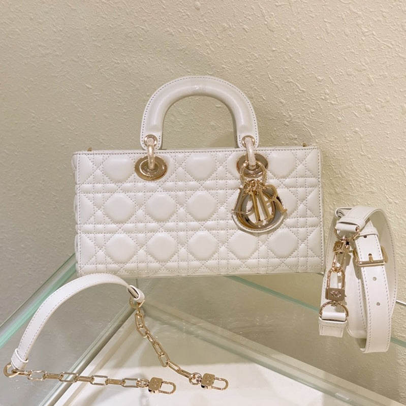 Luxury DiorMEDIUM LADY D-JOY 26 WHITE LAMBSKIN