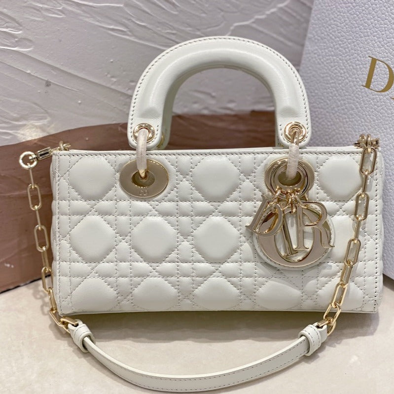 Luxury DiorSMALL LADY D-JOY 22 WHITE LAMBSKIN