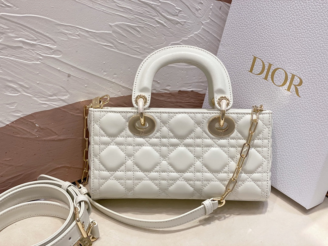 Luxury DiorSMALL LADY D-JOY 22 WHITE LAMBSKIN
