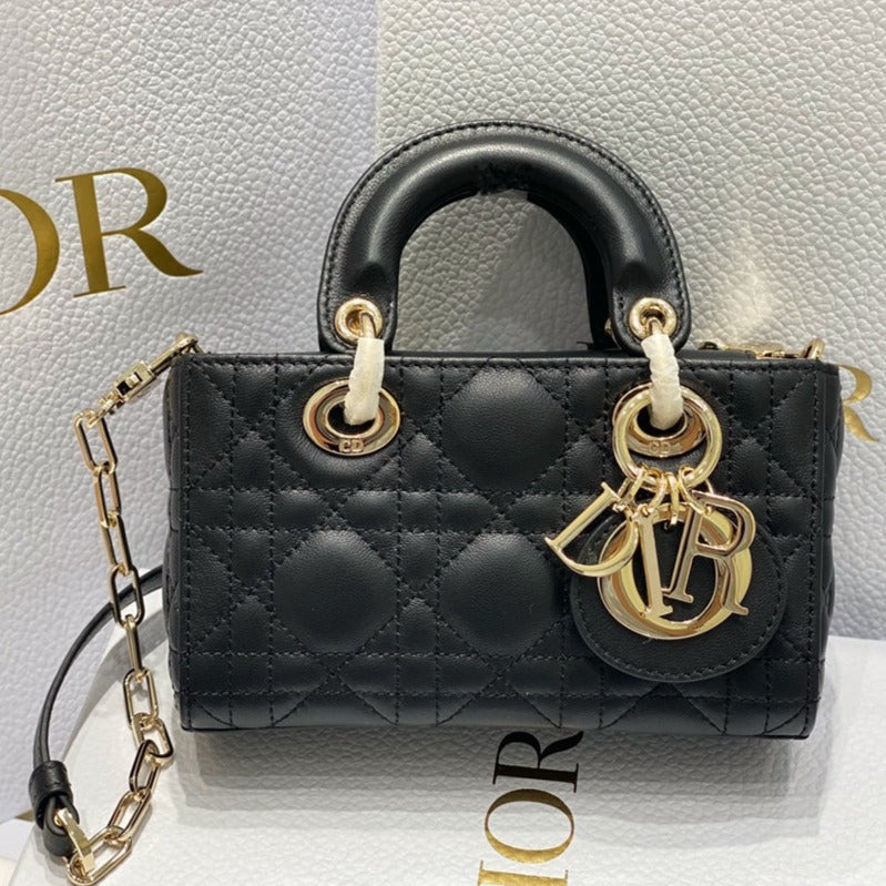Luxury DiorMICRO LADY D-JOY 16.5 BLACK LAMBSKIN
