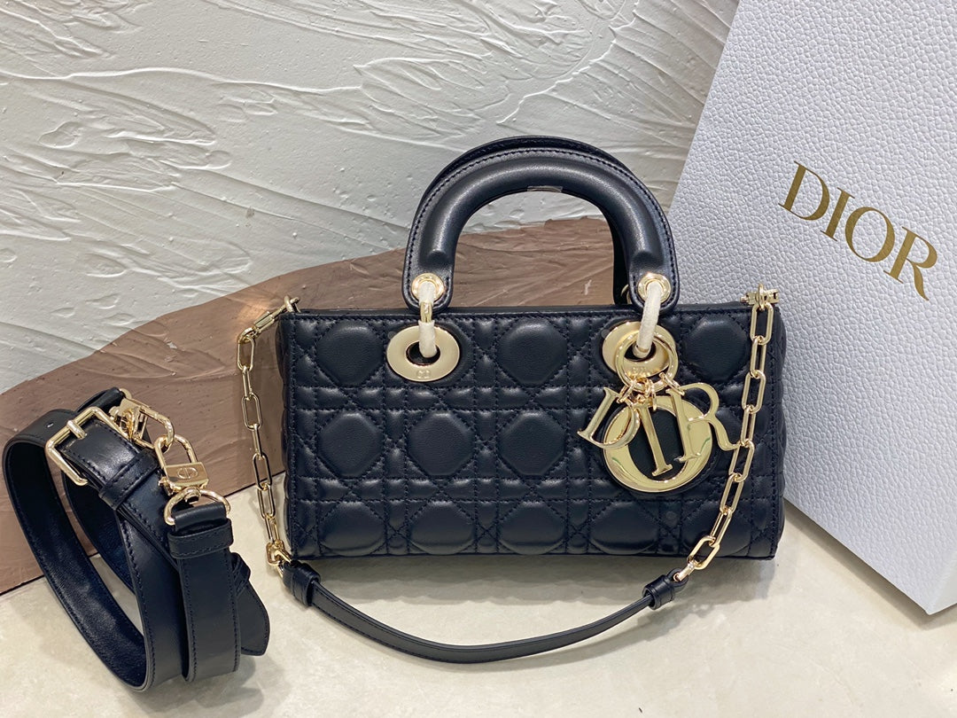Luxury DiorSMALL LADY D-JOY 22 BLACK LAMBSKIN
