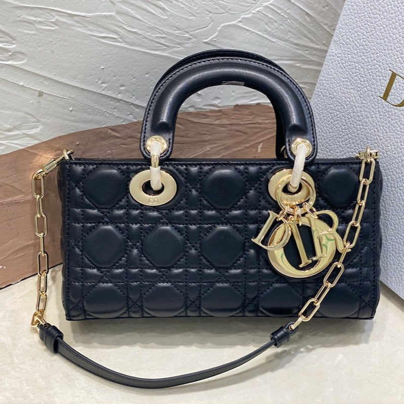 Luxury DiorSMALL LADY D-JOY 22 BLACK LAMBSKIN