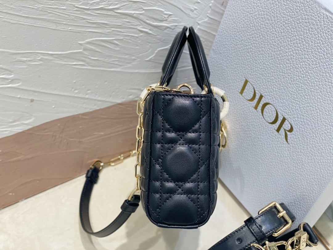Luxury DiorSMALL LADY D-JOY 22 BLACK LAMBSKIN