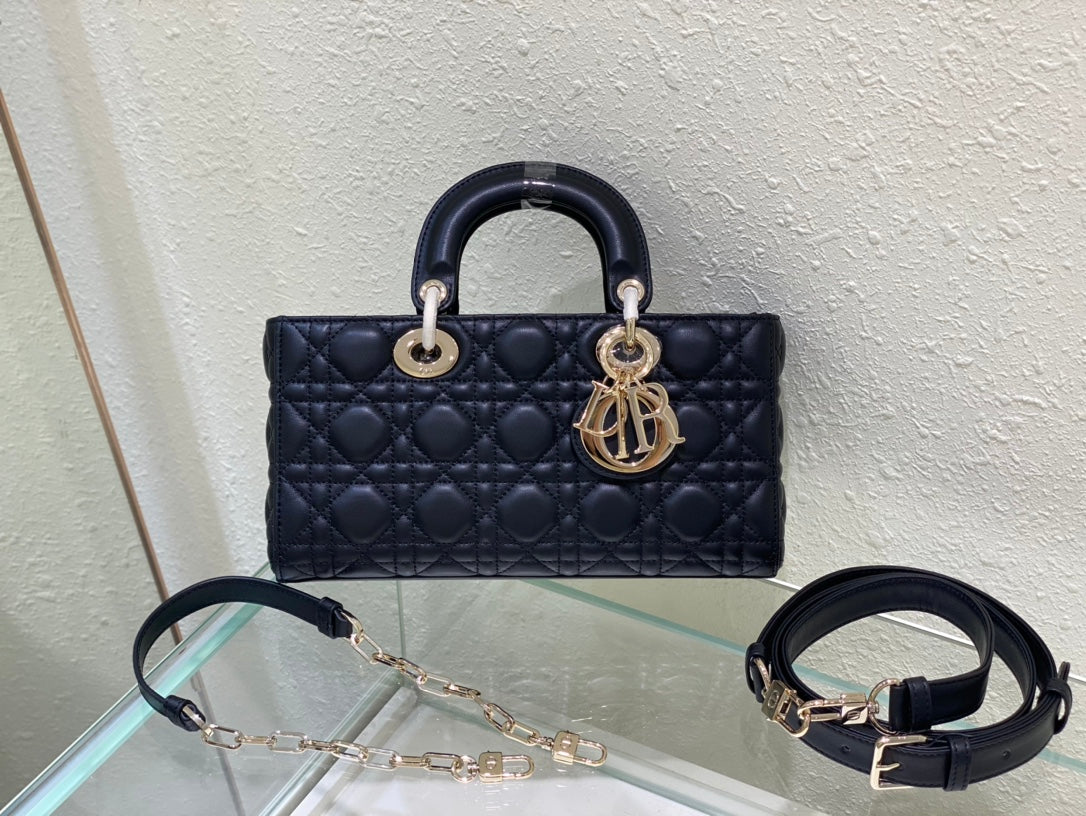Luxury DiorMEDIUM LADY D-JOY 26 BLACK LAMBSKIN