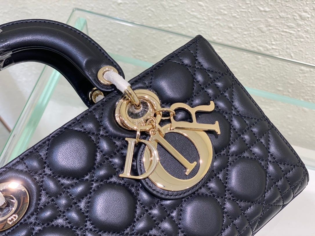 Luxury DiorMEDIUM LADY D-JOY 26 BLACK LAMBSKIN