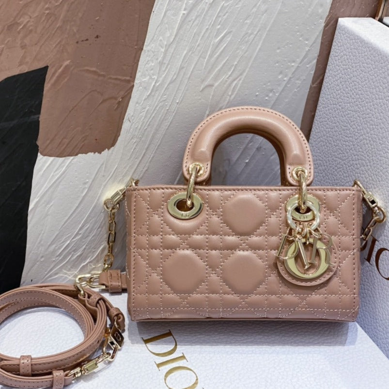 Luxury DiorMICRO LADY D-JOY 16.5 ROSE LAMBSKIN