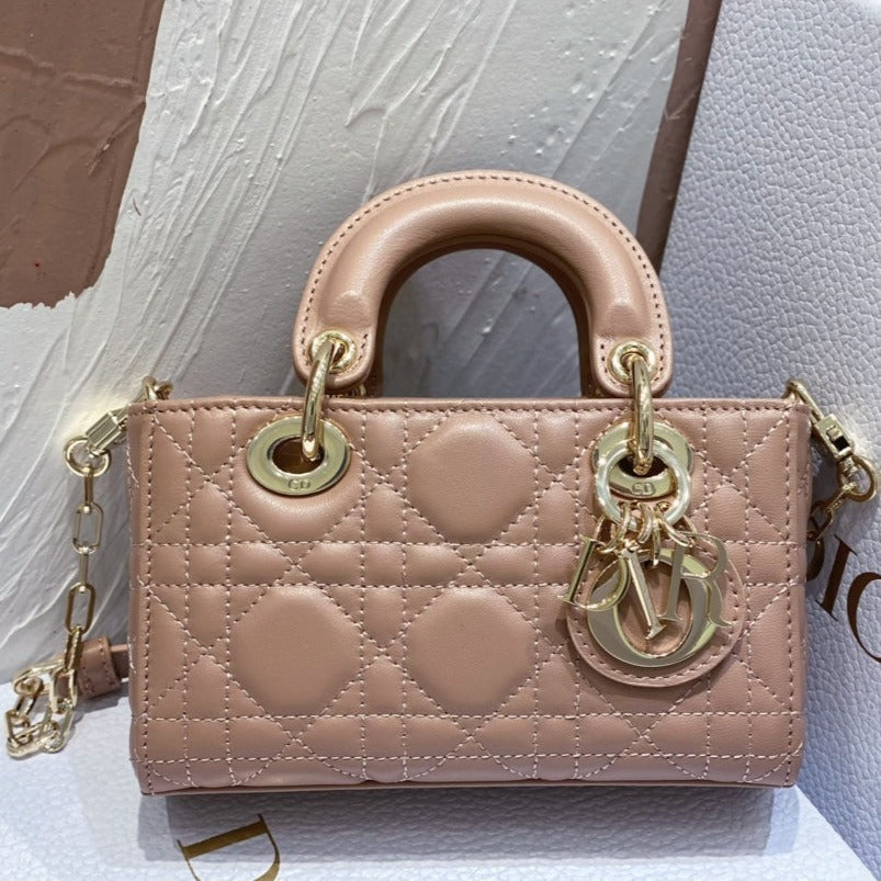 Luxury DiorMICRO LADY D-JOY 16.5 ROSE LAMBSKIN