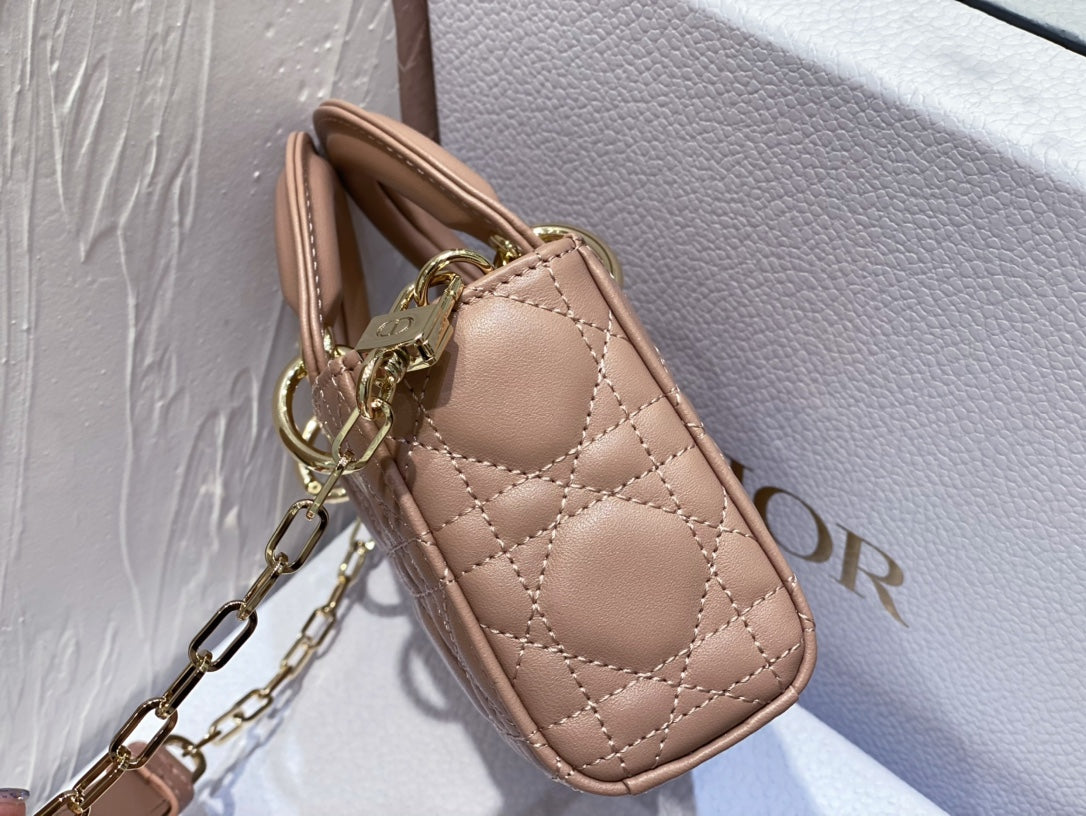 Luxury DiorMICRO LADY D-JOY 16.5 ROSE LAMBSKIN