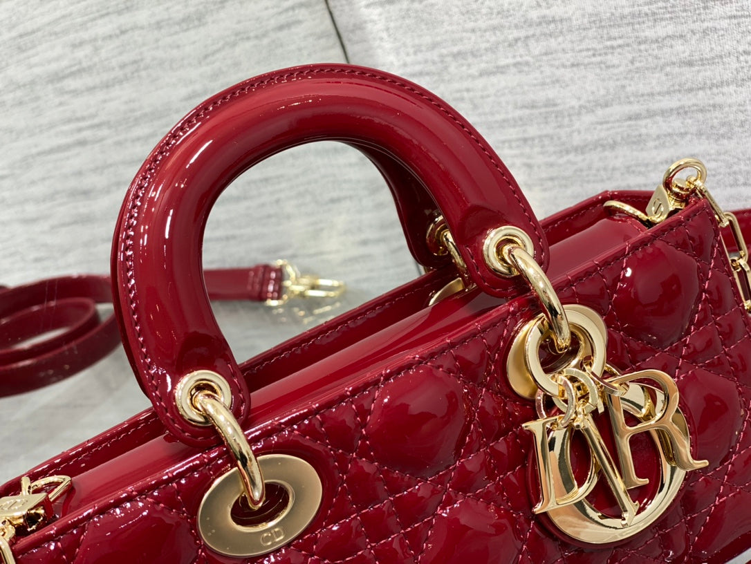 Luxury DiorSMALL LADY D-JOY 22 RED PATENT CALFSKIN