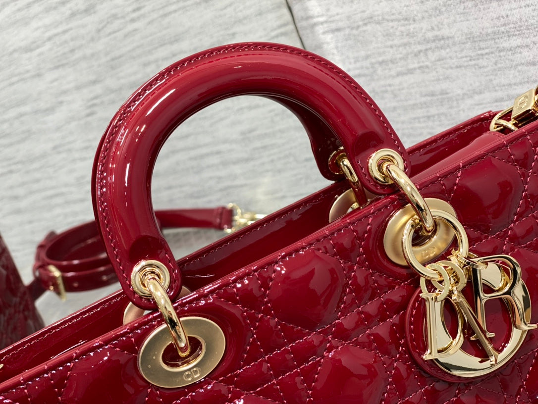 Luxury DiorMEDIUM LADY D-JOY 26 RED PATENT CALFSKIN