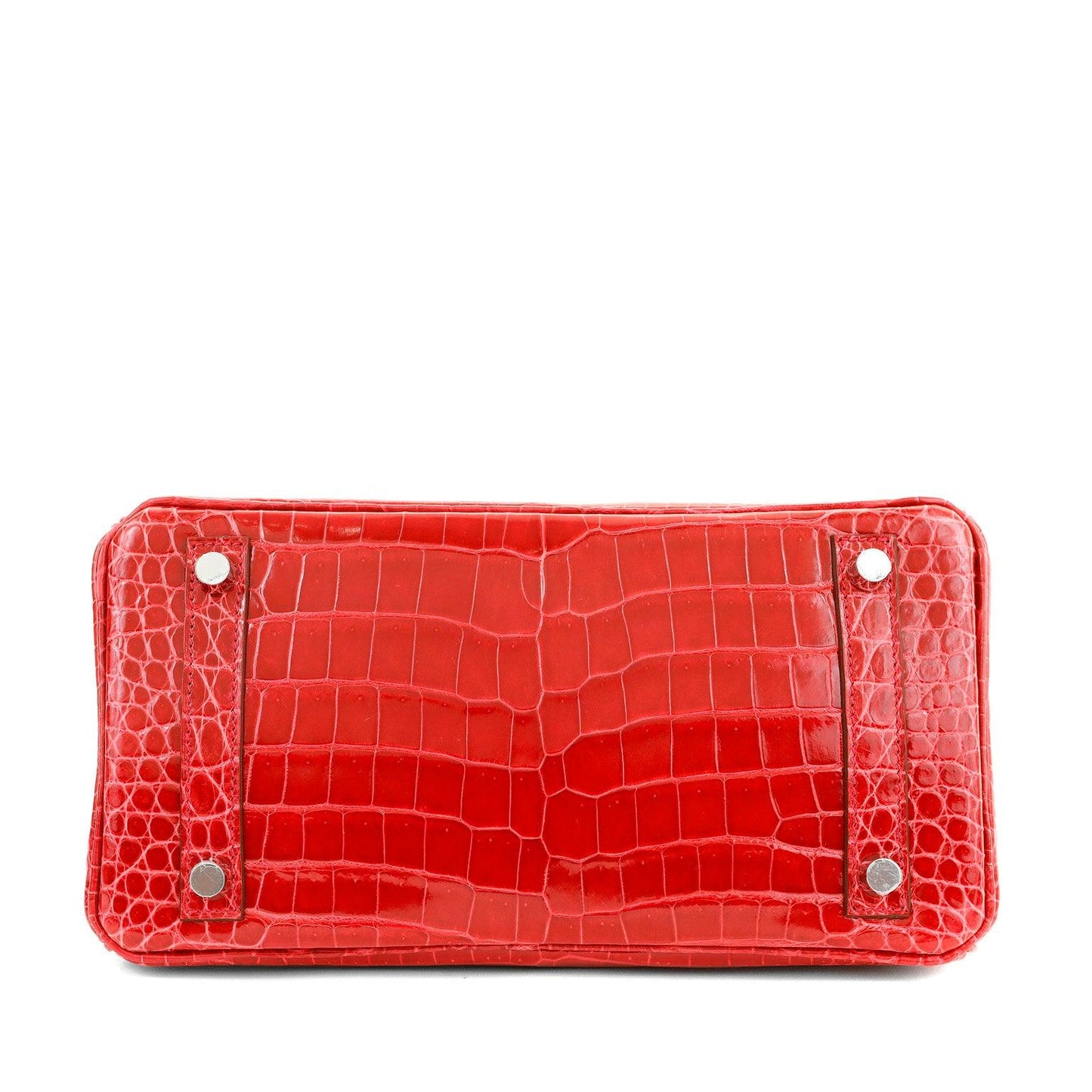 Luxury Hermes 25cm Braise Red Crocodile Birkin w/ Diamond White Gold Hardware