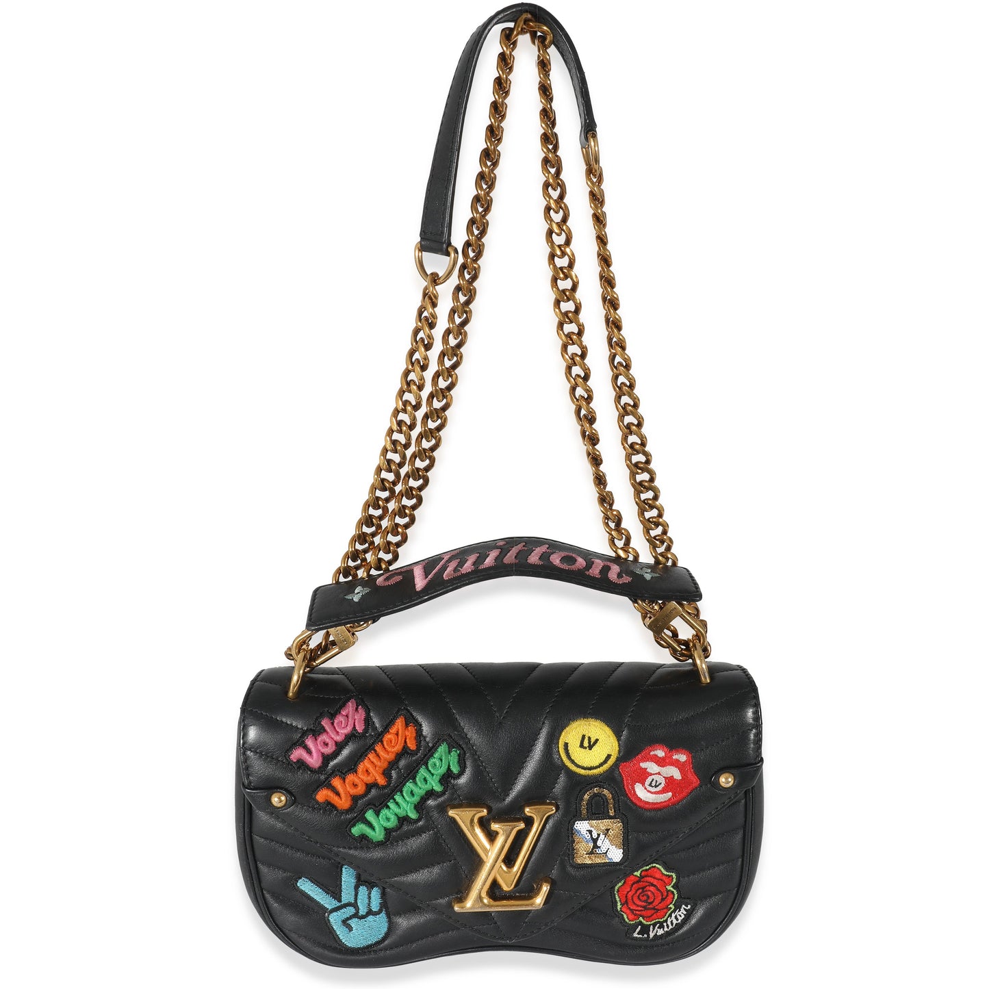 Louis Vuitton Louis Vuitton Black Calfskin Patches New Wave Chain MM