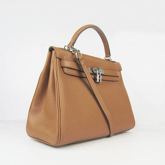 Luxury Hermes Kelly 32cm Togo Leather 6108 Light Coffee Silver