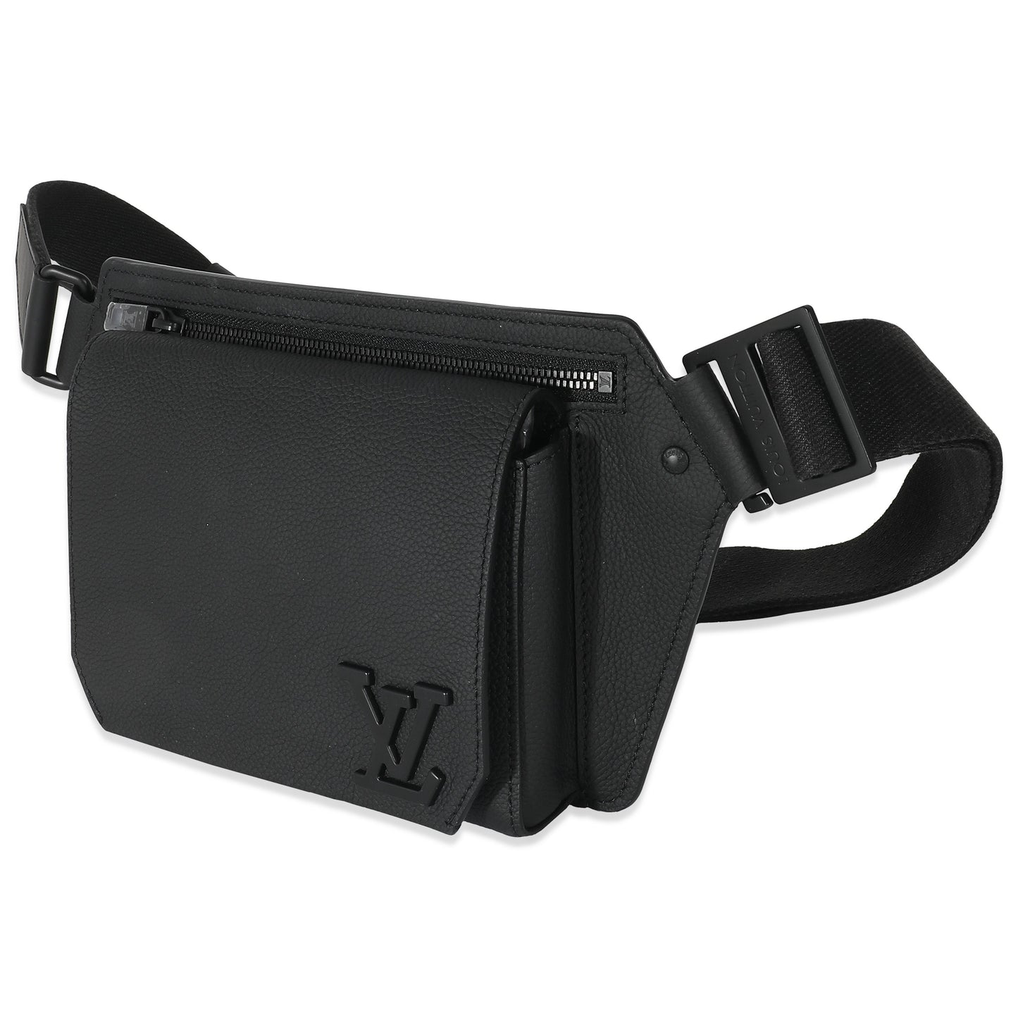 Louis Vuitton Louis Vuitton Black Grained Calfskin Aerogram Takeoff Sling Bag