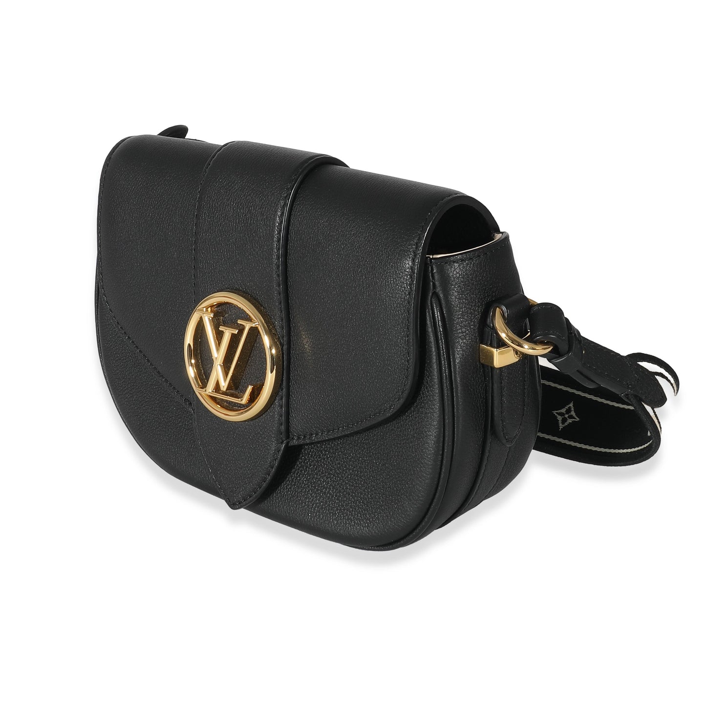 Louis Vuitton Louis Vuitton Black Grained Calfskin LV Pont 9 Soft MM