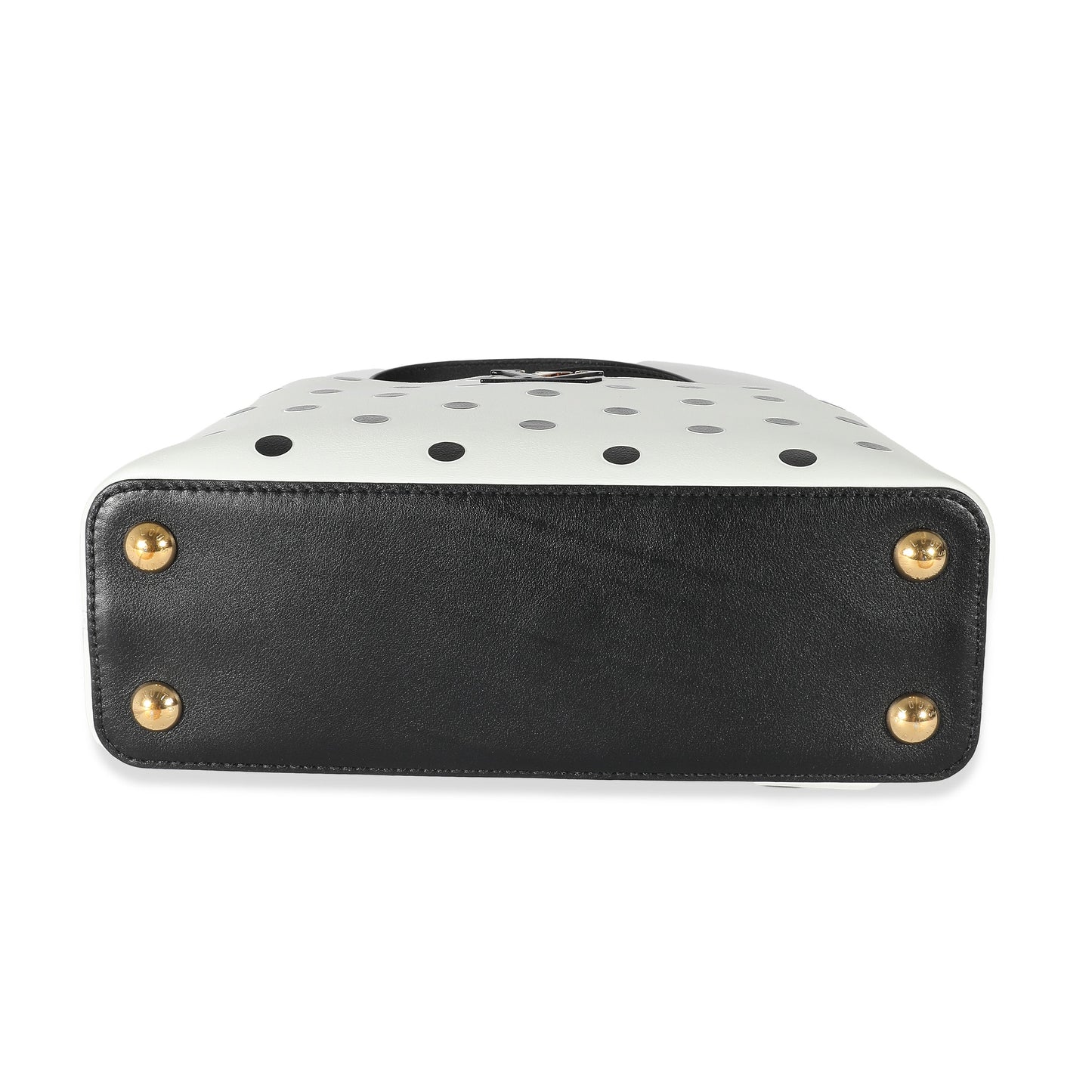 Louis Vuitton Louis Vuitton Black & White Polka Dot Printed Leather Capucines BB