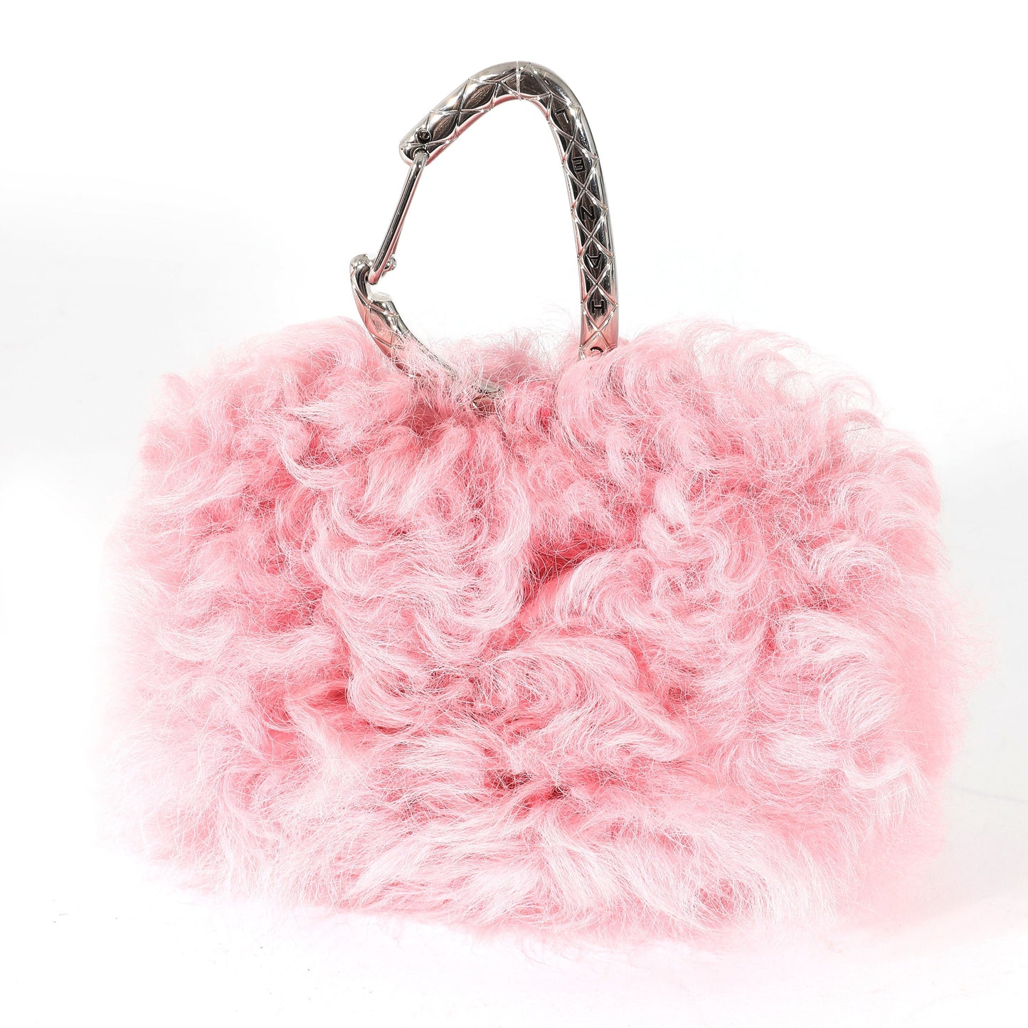CHANEL Pink Shearling Lambskin Jewel Hook Card Holder