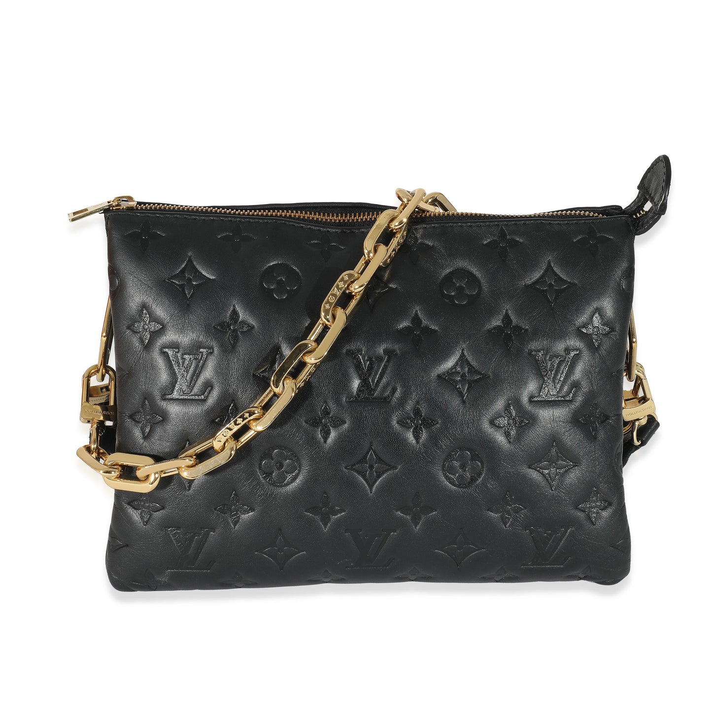 Louis Vuitton Louis Vuitton Black Monogram Embossed Puffy Lambskin Coussin PM